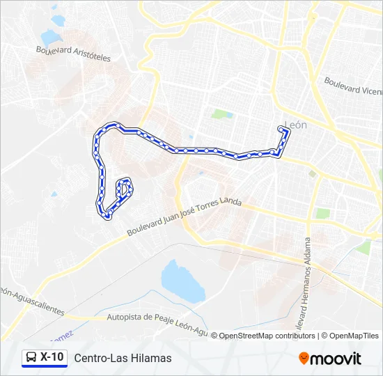 X-10 Bus Line Map