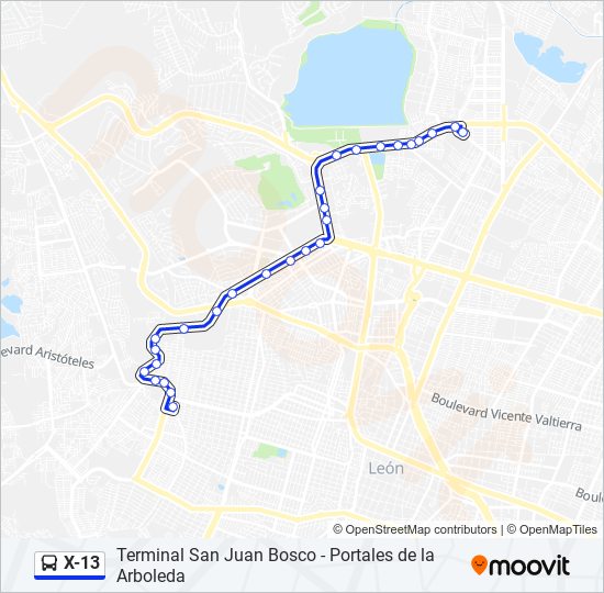 Mapa de X-13 de autobús