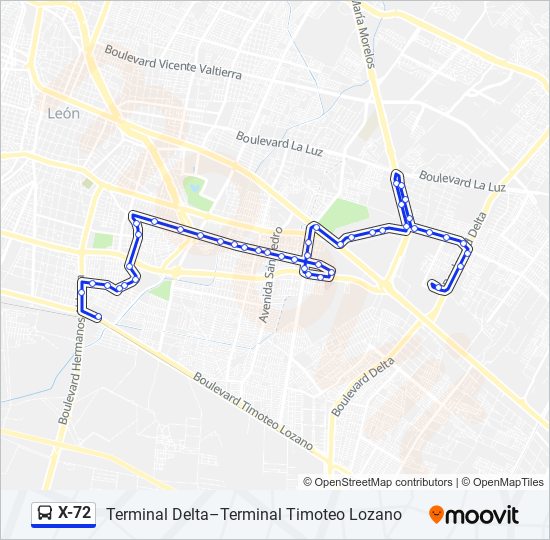 Mapa de X-72 de autobús