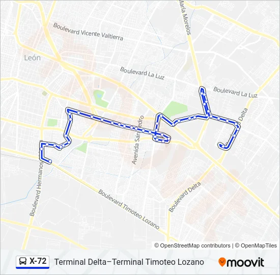X-72 Bus Line Map