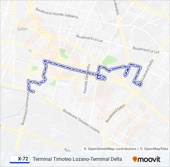 Mapa de X-72 de autobús