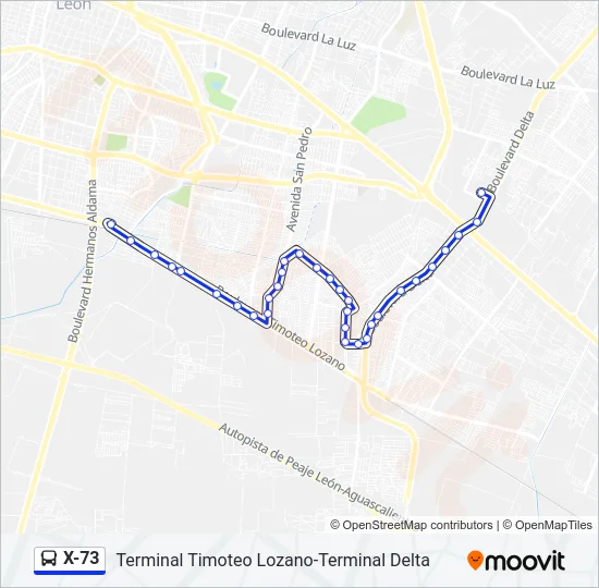 X-73 Bus Line Map