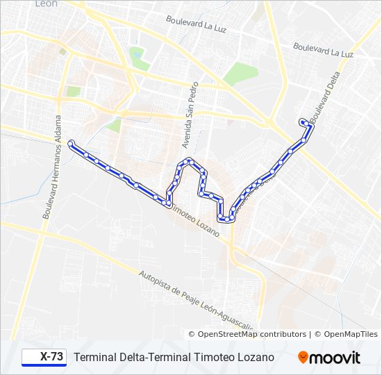 Mapa de X-73 de autobús