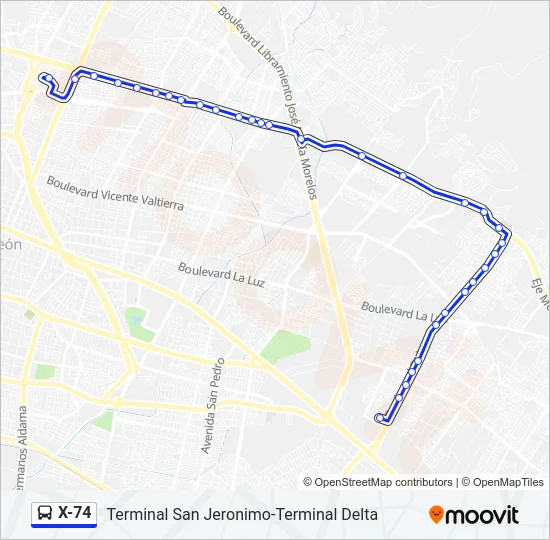 X-74 Bus Line Map