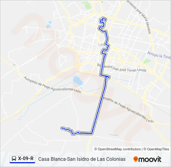 X-09-R Bus Line Map