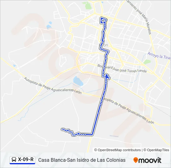 X-09-R Bus Line Map