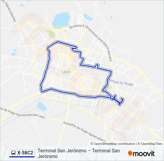 X-58C2 Bus Line Map