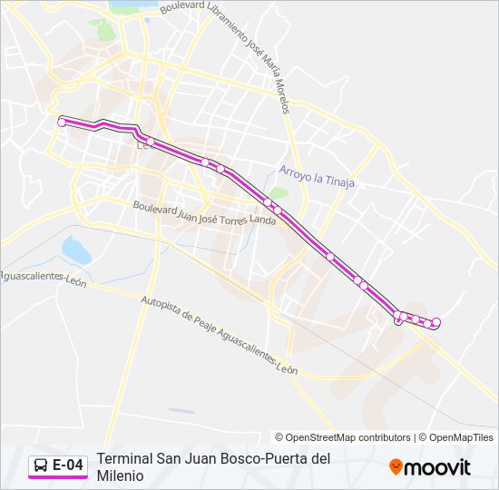 Mapa de E-04 de autobús