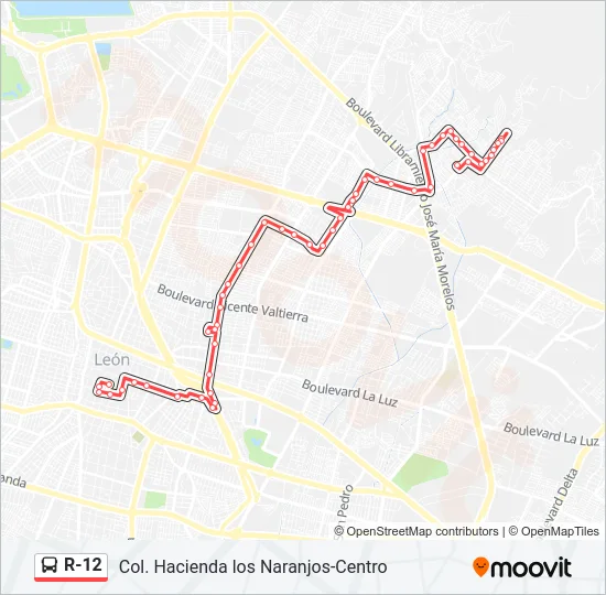 R-12 Bus Line Map