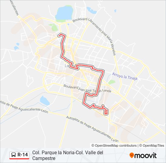 R-14 bus Line Map