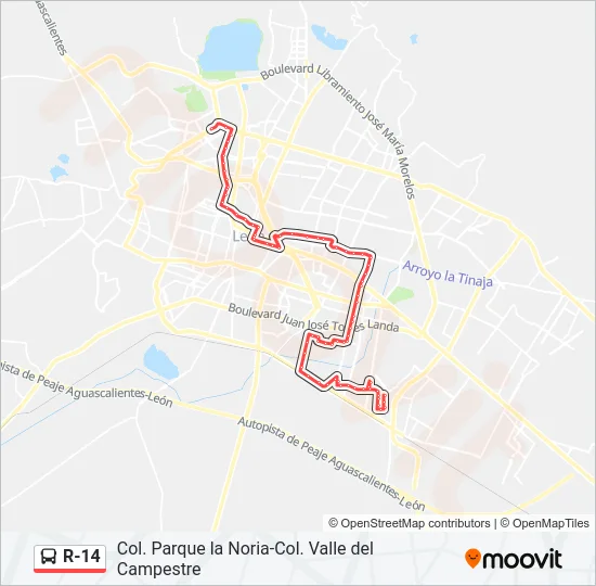 R-14 Bus Line Map
