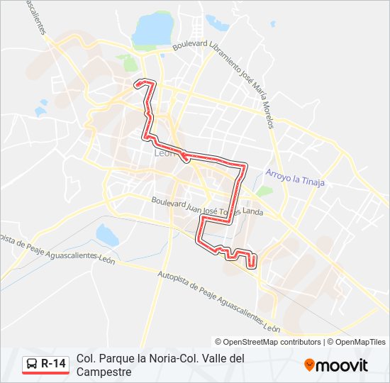 R-14 Bus Line Map
