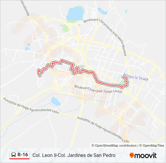 R-16 Bus Line Map