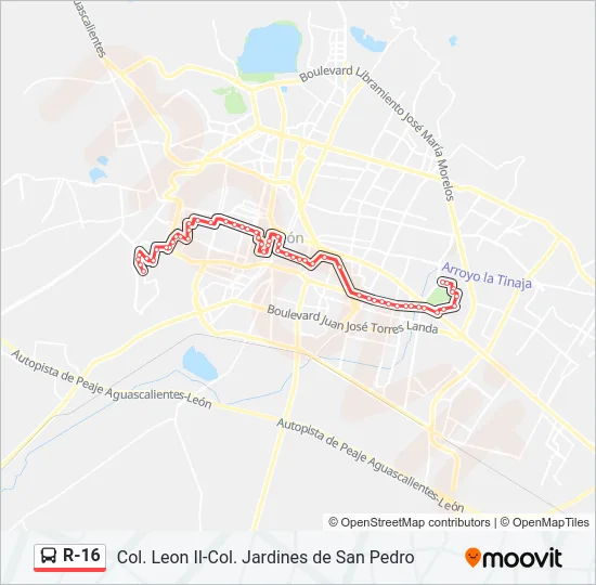 R-16 Bus Line Map