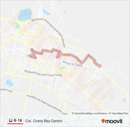 R-18 Bus Line Map