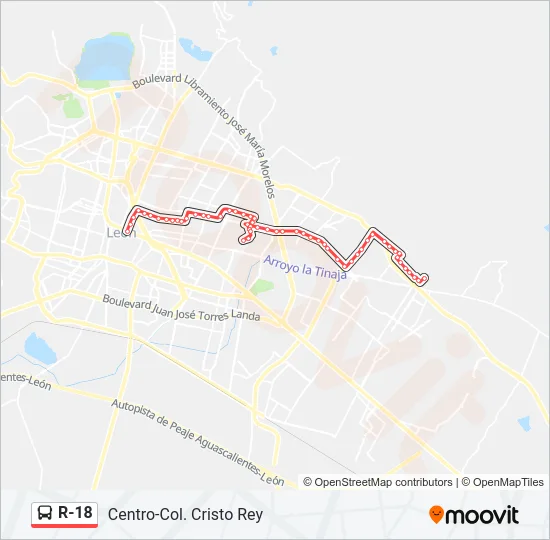 R-18 Bus Line Map