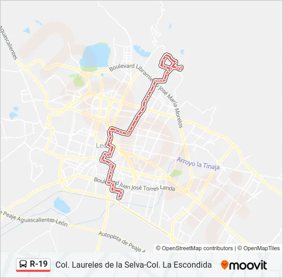 R-19 Bus Line Map