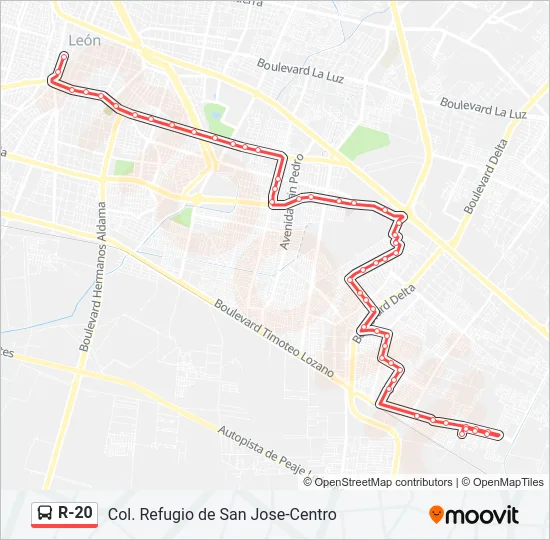R-20 Bus Line Map