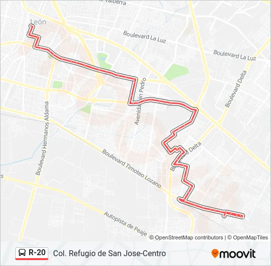 R-20 Bus Line Map