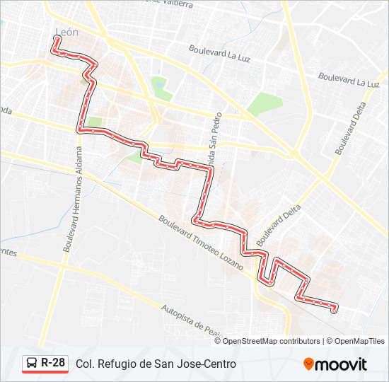 Mapa de R-28 de autobús