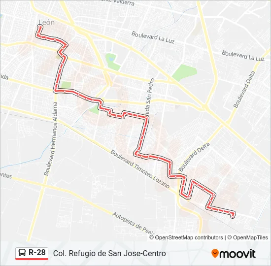 R-28 Bus Line Map