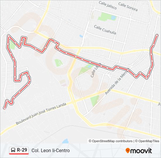 Mapa de R-29 de autobús