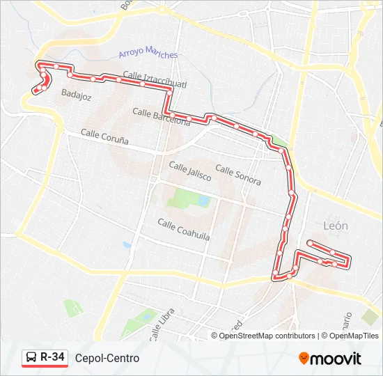 R-34 Bus Line Map