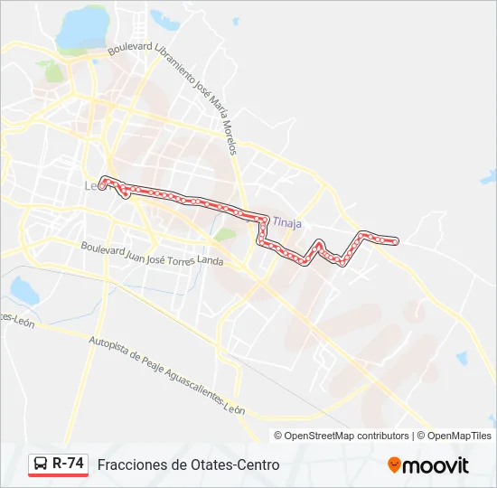 R-74 Bus Line Map