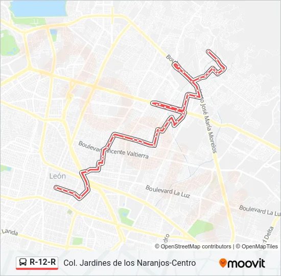 R-12-R Bus Line Map