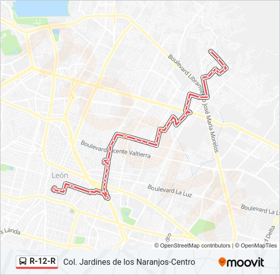 R-12-R Bus Line Map