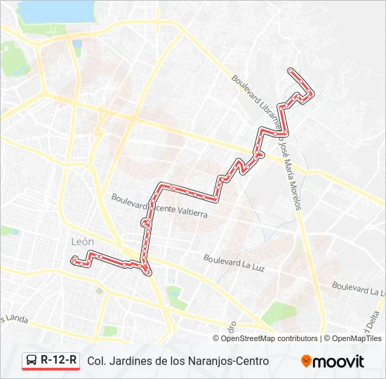 R-12-R Bus Line Map