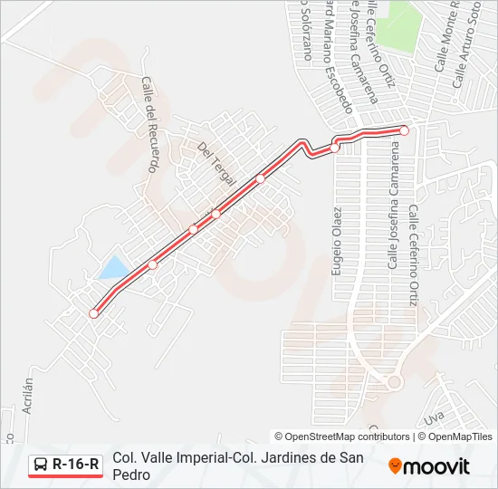 R-16-R Bus Line Map