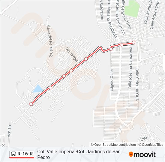 R-16-R Bus Line Map