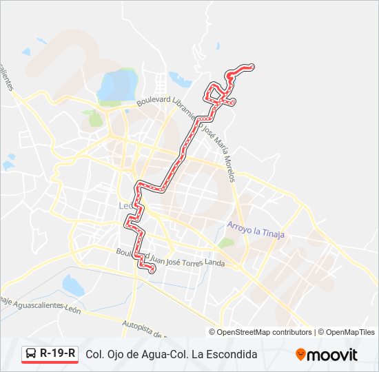 Mapa de R-19-R de autobús