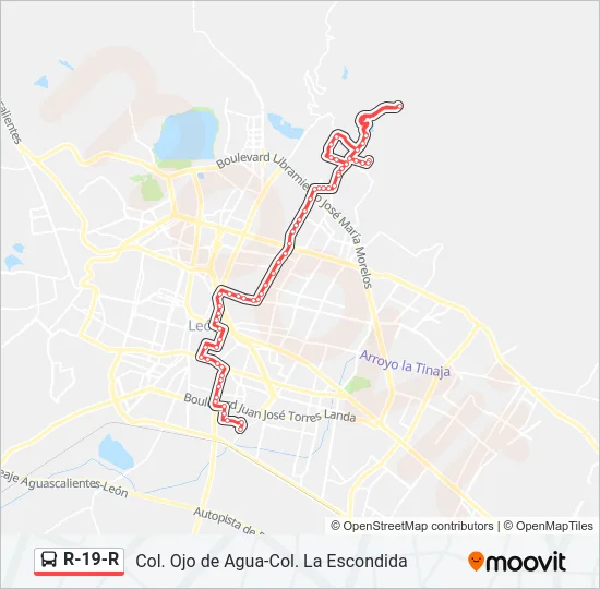 R-19-R Bus Line Map