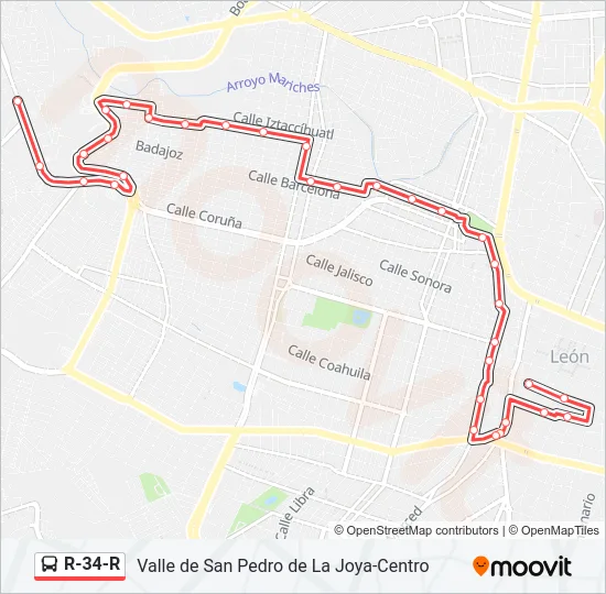 R-34-R Bus Line Map