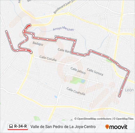 Mapa de R-34-R de autobús