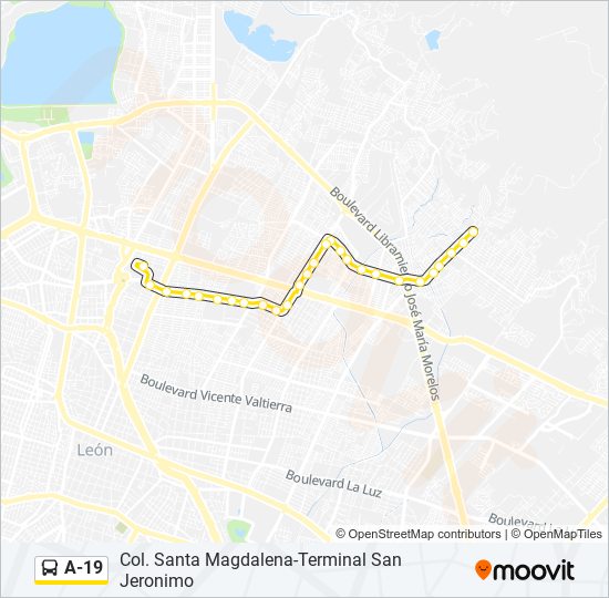 Mapa de A-19 de autobús