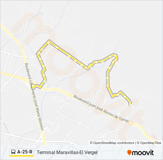 Mapa de A-25-R de autobús