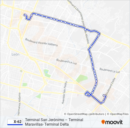 Mapa de X-62 de autobús