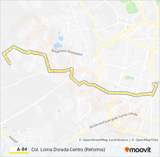 Mapa de A-84 de autobús