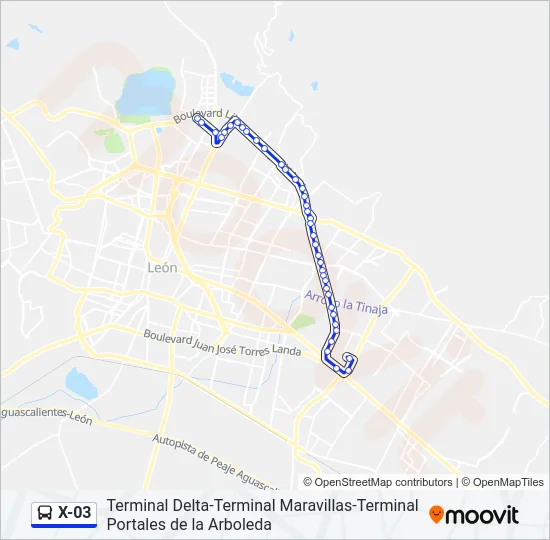 X-03 Bus Line Map