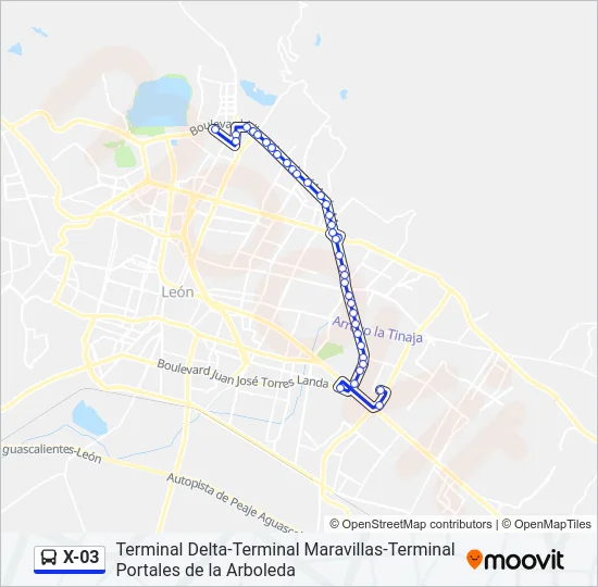 X-03 Bus Line Map