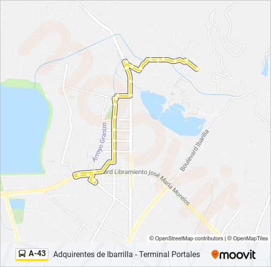 Mapa de A-43 de autobús