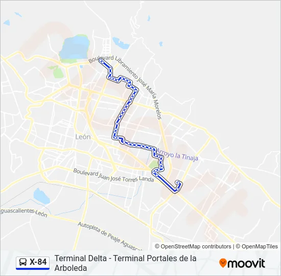 X-84 Bus Line Map