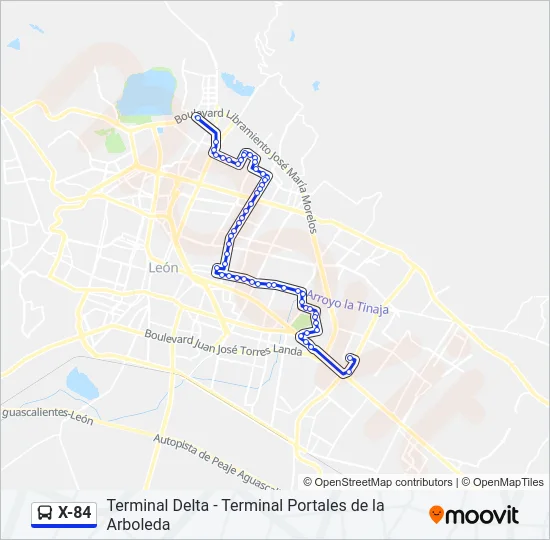 X-84 Bus Line Map