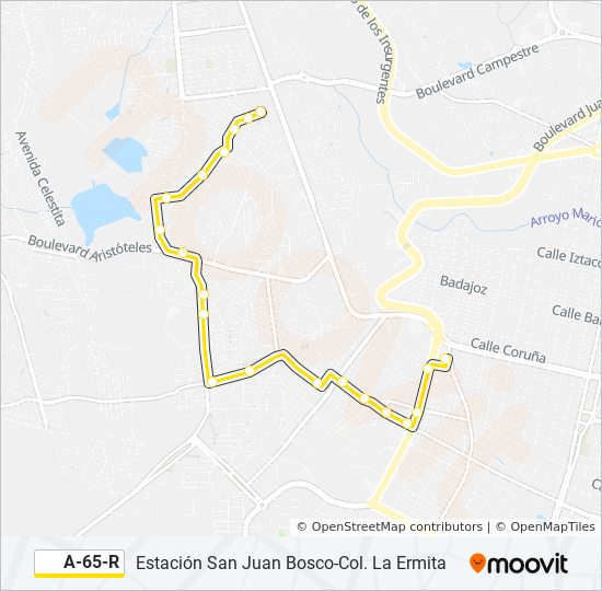 Mapa de A-65-R de autobús