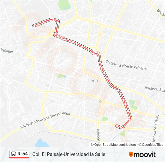 R-54 Bus Line Map