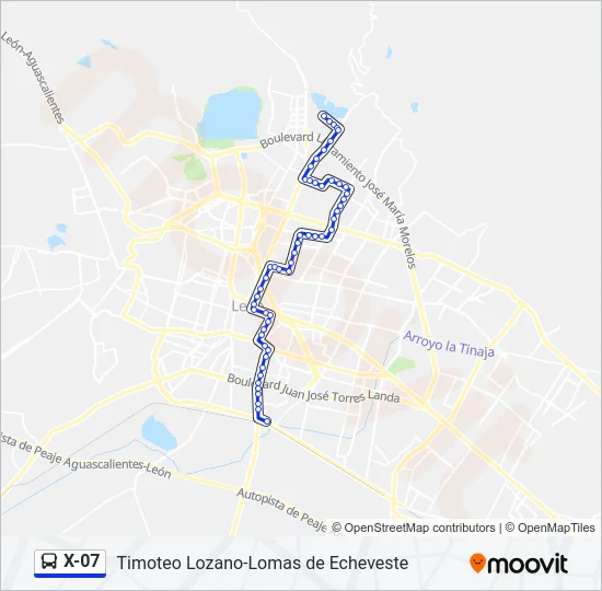 X-07 Bus Line Map
