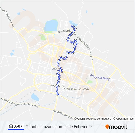 X-07 Bus Line Map
